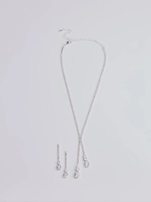 Endless Luxe Rhinestone Lariat Necklace Set