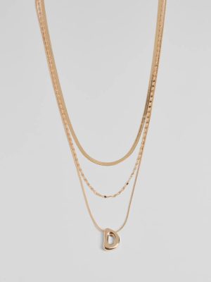 D Initial Layered Bubble Necklace