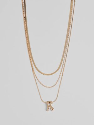 R Initial Layered Bubble Necklace