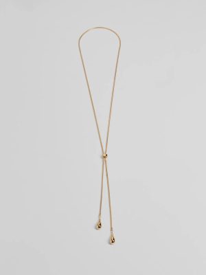 Sleek Teardrop Charm Lariat Necklace