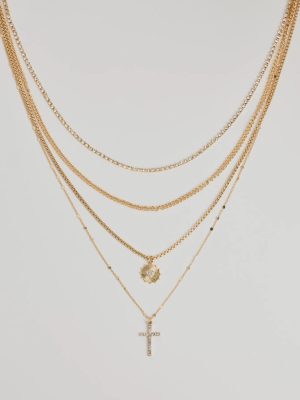 Sleek Bliss Layered Cross Charm Necklace