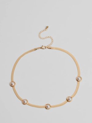 Chic Pearl Accent Snake Chain Necklace