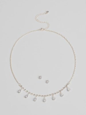 Luxe Dainty Cubic Zirconia Necklace And Stud Earrings Set