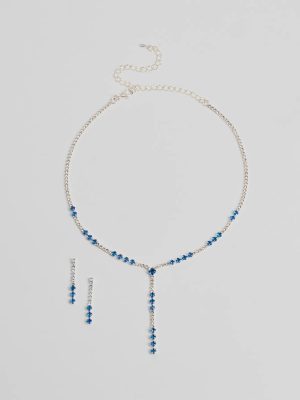 Luxe Glimmer Rhinestone Necklace And Earrings Set