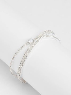 Luxe Invitation Rhinestone Criss Cross Bracelet
