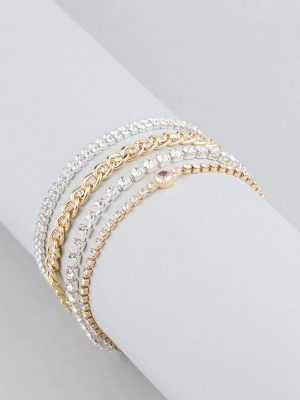 Exquisite Sparkle Rhinestone Four-Pack Bracelet Set