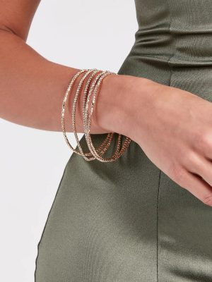 Glam Spark Rhinestone Bangle Bracelet Set