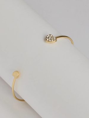 Crushing Heart Rhinestone Bangle Bracelet