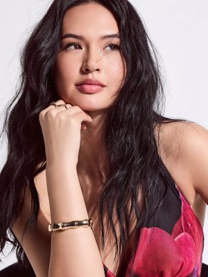 Sculpted Glam Bamboo Metal Bangle