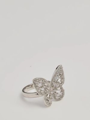 Sweet Charm Cubic Zirconia Butterfly Statement Ring