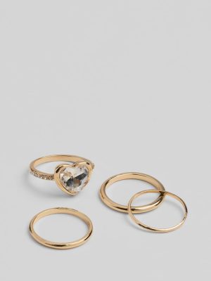 Stole My Heart Rhinestone Four-Pack Ring Set
