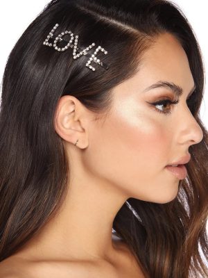 Love Rhinestone Hair Pin
