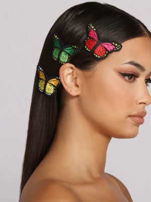 Three Pack Butterfly Patch Hairpins