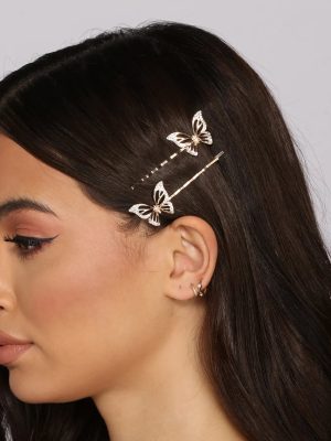Two-Pack Rhinestone Butterfly Bobby Pins