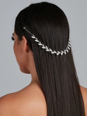 Grecian Chic Leaf Rhinestone Hair Drape