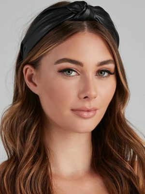 Faux Leather Knotted Headband