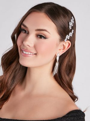 Bloom With Glamour Rhinestone Floral Barrette Set