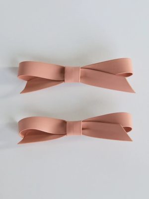 Charmed Finish Faux Leather Bow Hair Clip Set