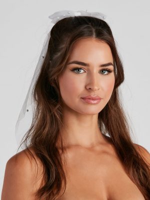 Charming Touch Faux Pearl Tulle Bow Hair Clip