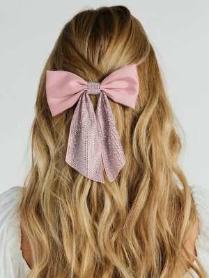 Glam Aesthetic Rhinestone Satin Bow Hairclip