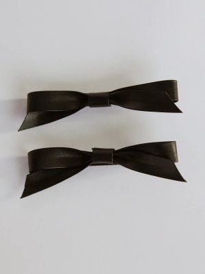 Stunning Extra Faux Leather Bow Barrettes