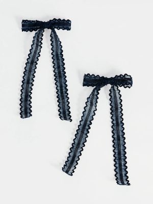 Graceful Chic Lace Barrette Hair Bow Set
