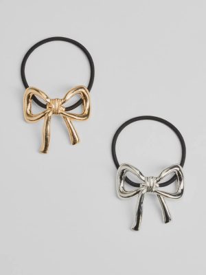 Sleek Charm Two-Pack Hair Bow Elastic Set