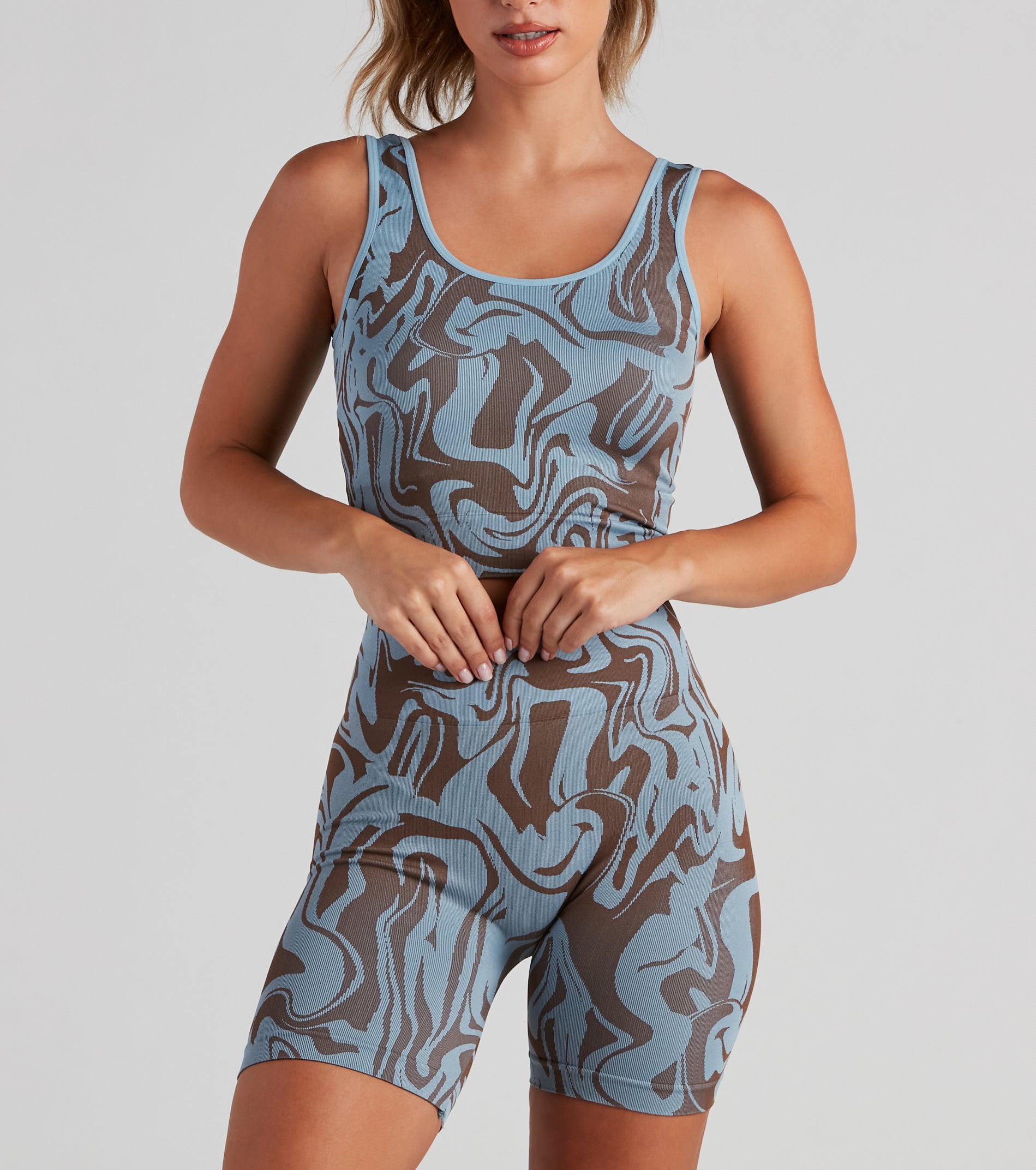Retro Swirls High Waist Seamless Shorts - Image 3