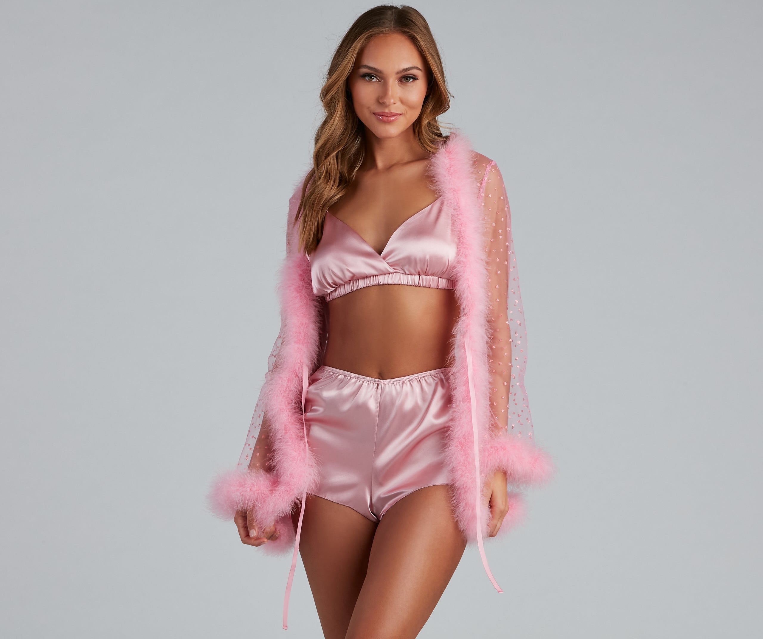 Crushing On You Marabou Trim Robe - Image 4