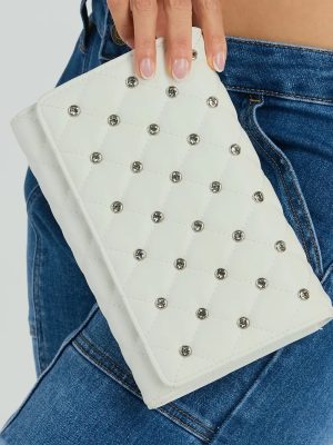 Glam Style Rhinestone Quilted Faux Leather Crossbody Bag