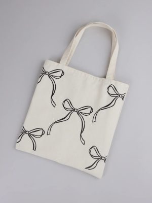Take A Bow Print Canvas Tote Bag