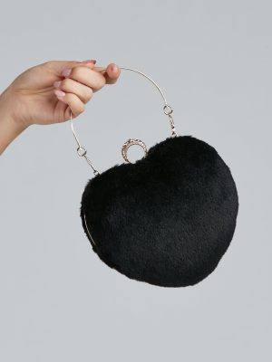 Heart Beat Faux Fur Ring Clutch