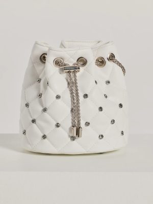 Glam Rhinestone Quilted Bucket Bag