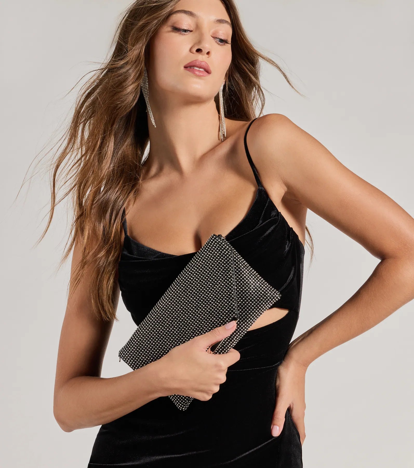 Luxe Shimmer Iridescent Rhinestone Envelope Clutch - Image 7