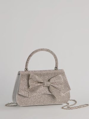 So Pristine Bow Rhinestone Purse