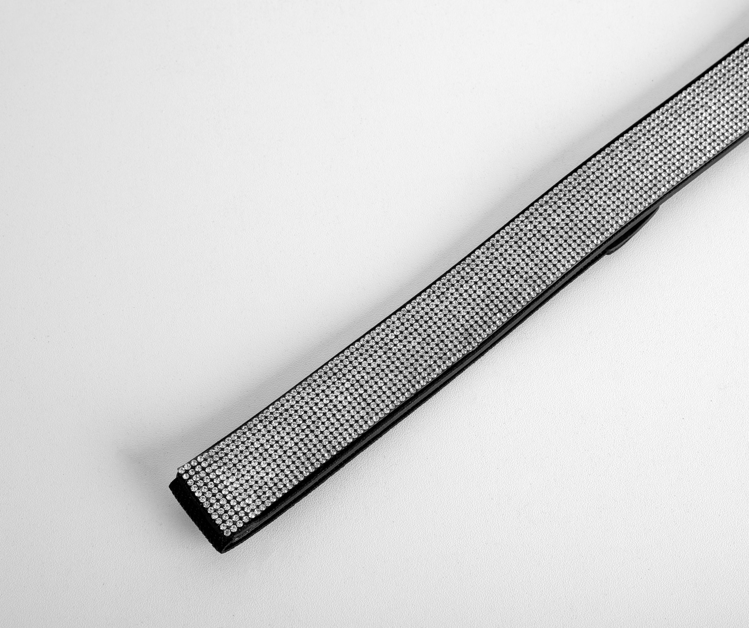 Rows Of Rhinestones Skinny Stretch Belt - Image 3