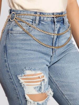 Girl Is Glam Rhinestone O-Ring Chain-link Belt