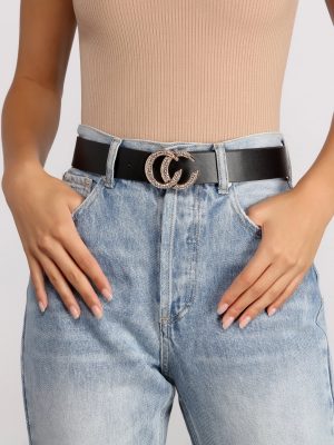 Double C Buckle Rhinestone Belt