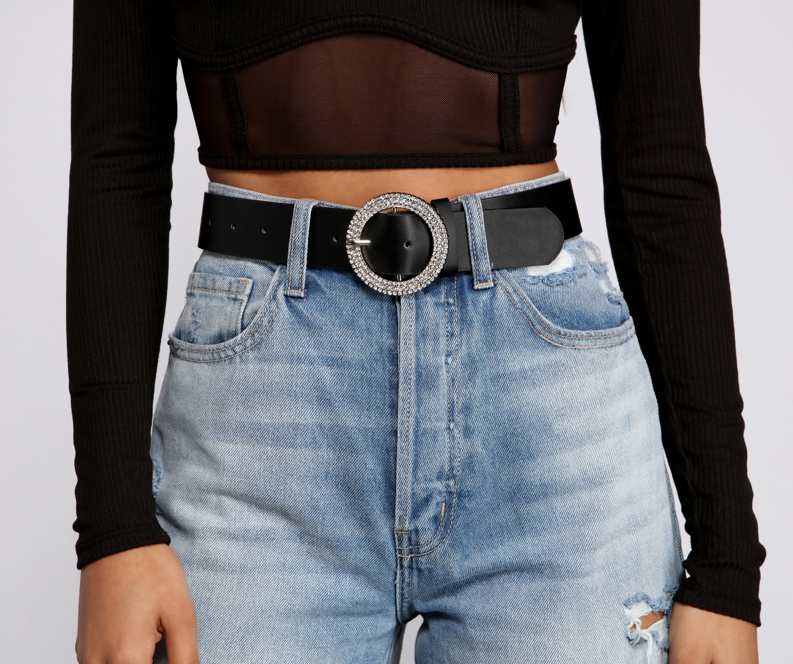 Glam Style Rhinestone O-Ring Belt - Image 2