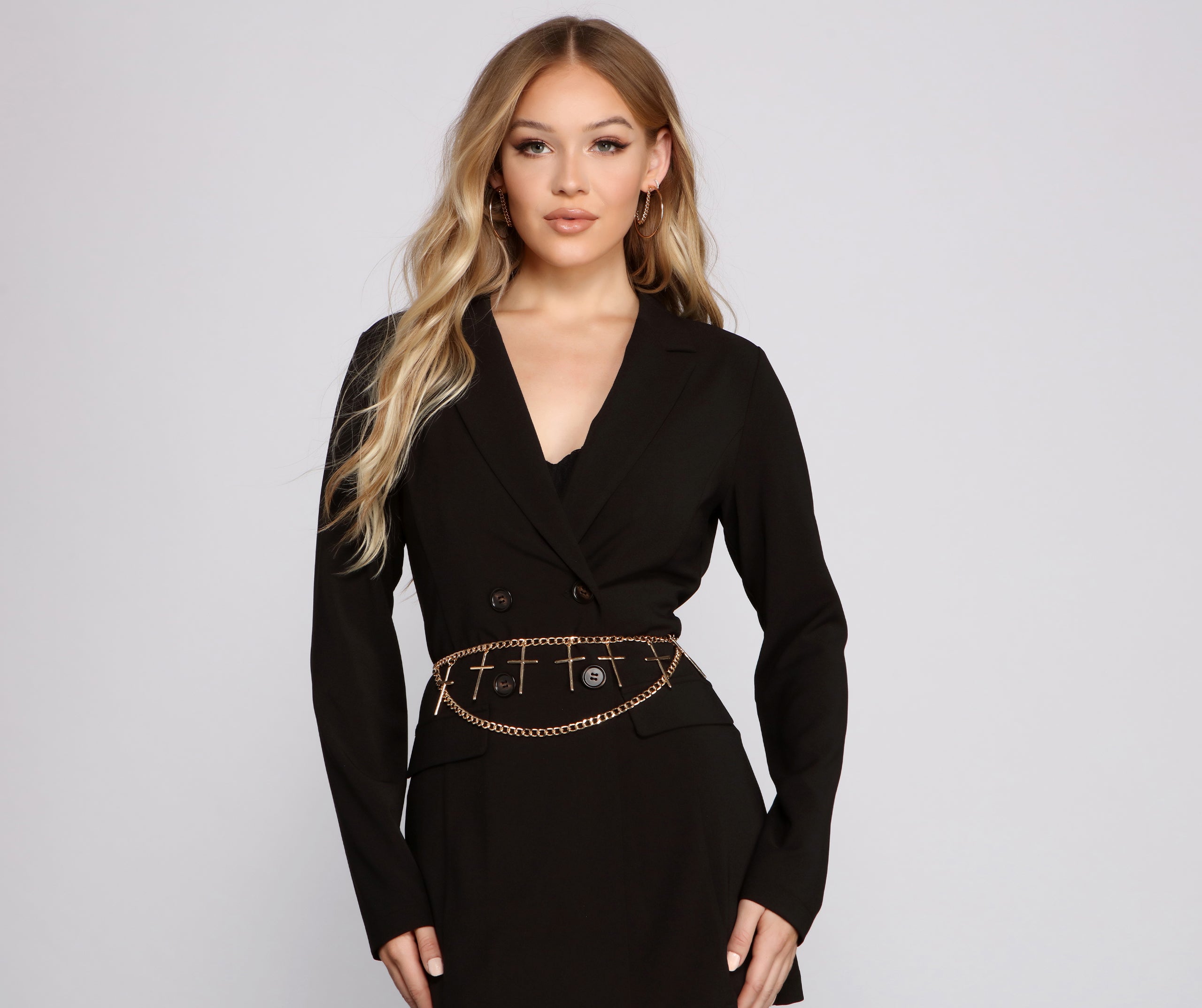 Cross Charm Chain-Link Metal Belt - Image 2