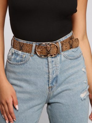 Double O-Ring Snake Print Belt