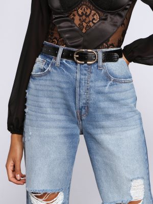 Glamour Girl Croc Embossed Faux Leather Belt