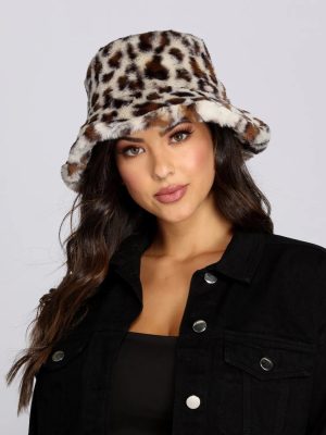 Fur Leopard Bucket Hat