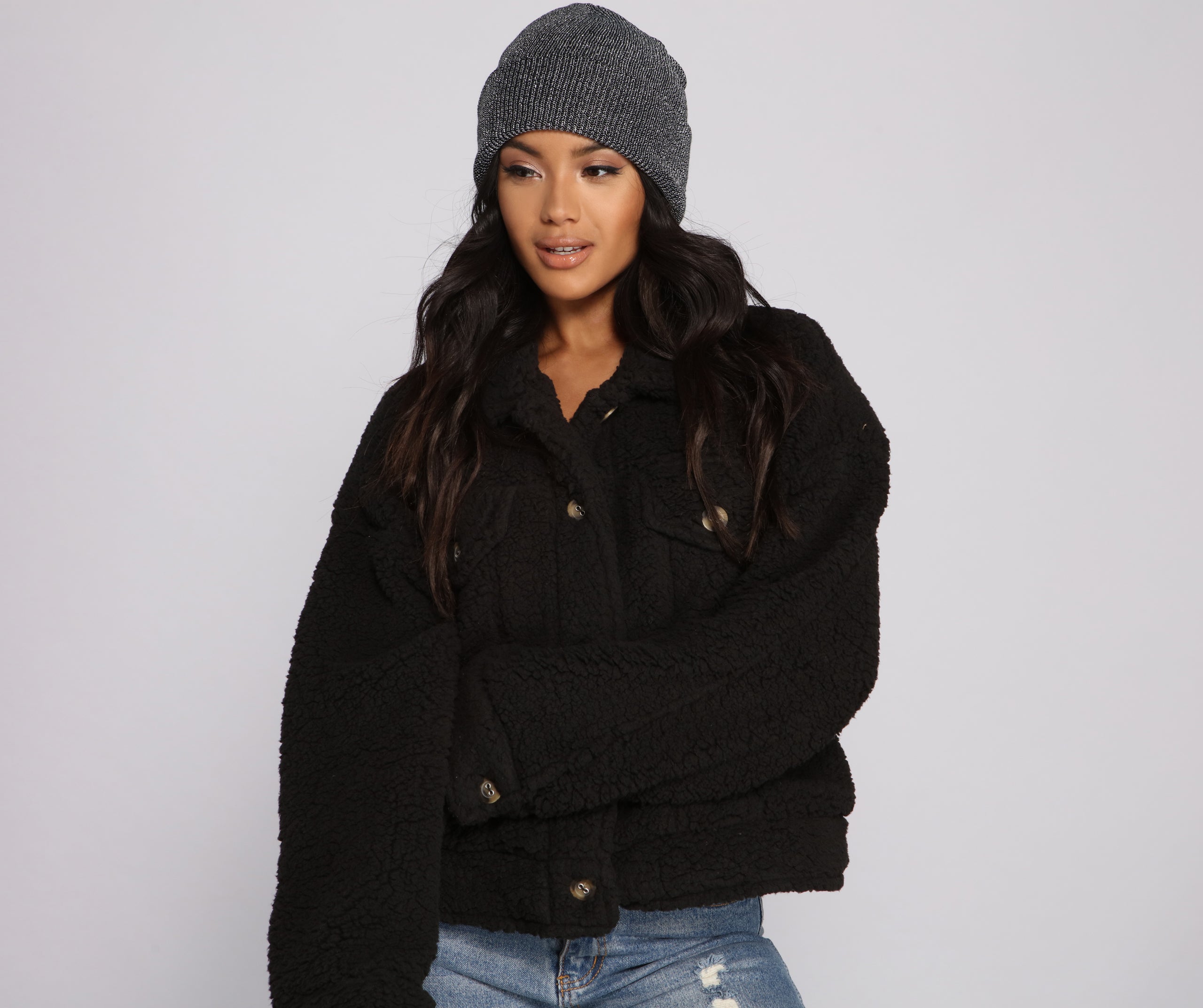 Shimmer On Lurex Slouchy Beanie - Image 2
