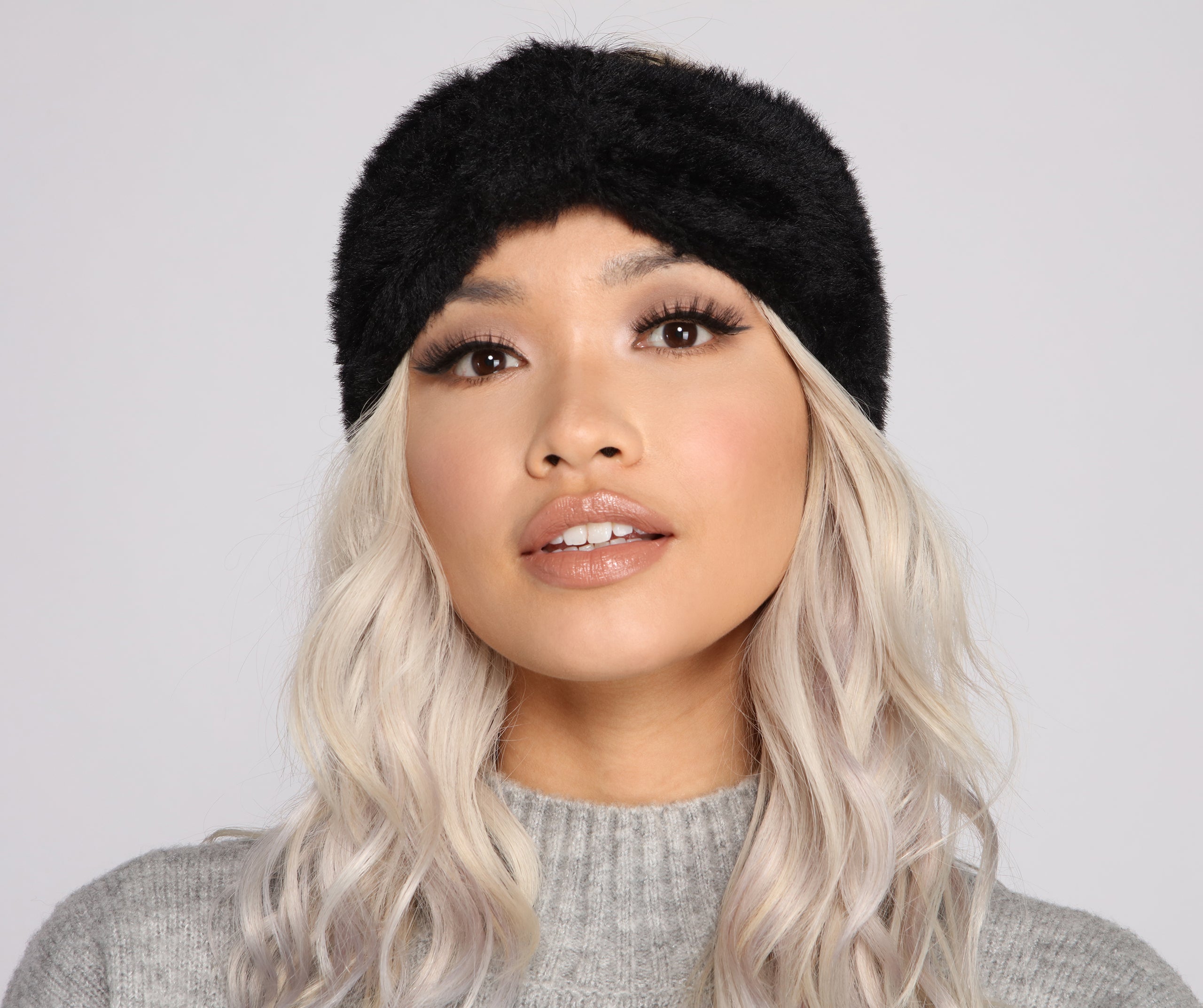 Fuzzy Faux Fur Bow Front Headband - Image 2