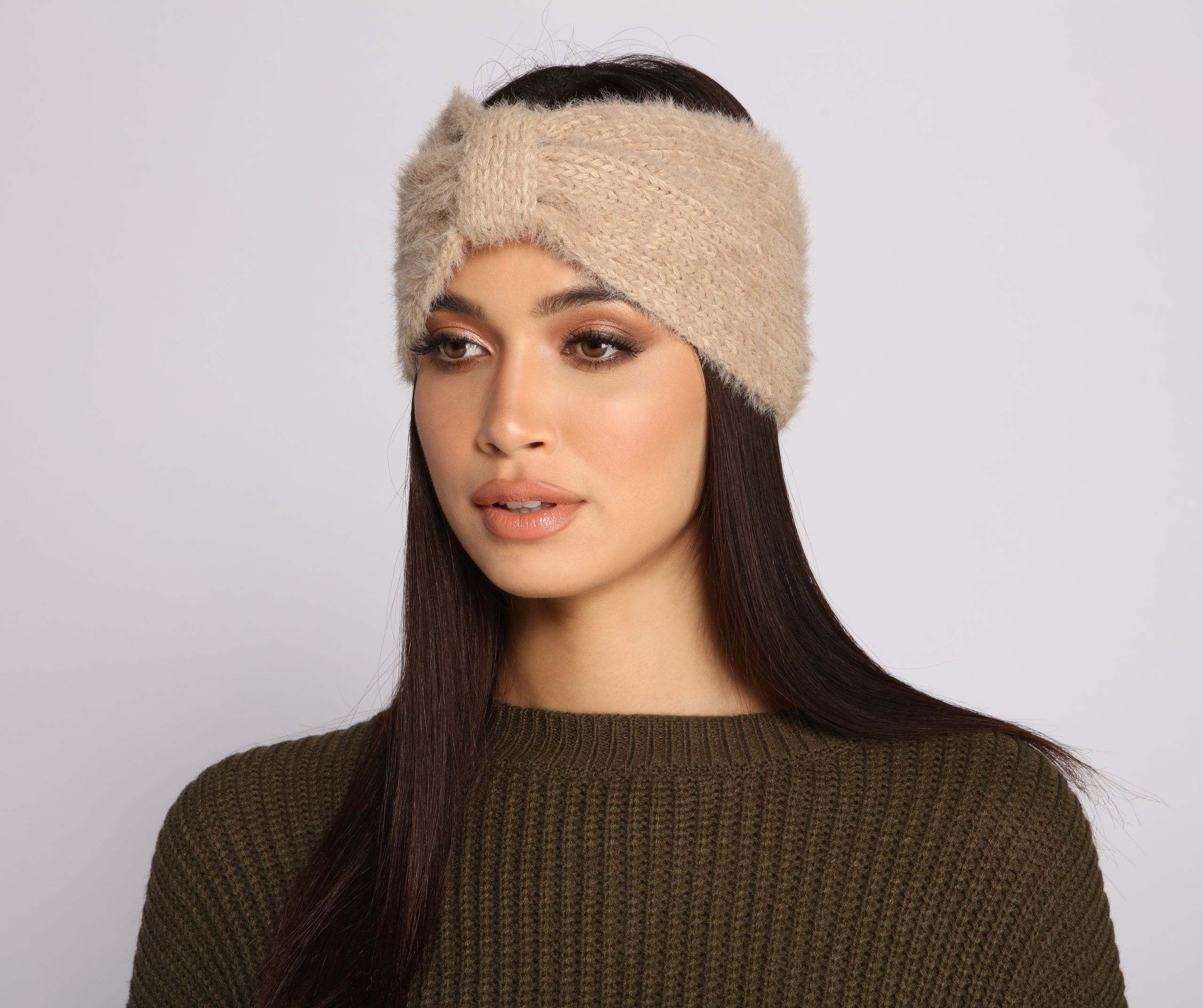 Fuzzy Faux Fur Bow Front Headband - Image 3