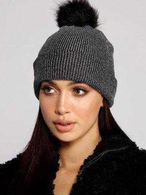 Glam Cozy Faux Fur Pom Beanie