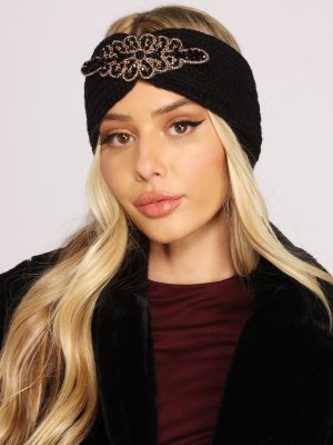 Glitzy Gemstone Applique Knit Headband