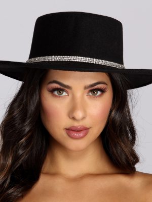 Rhinestone Boater Hat