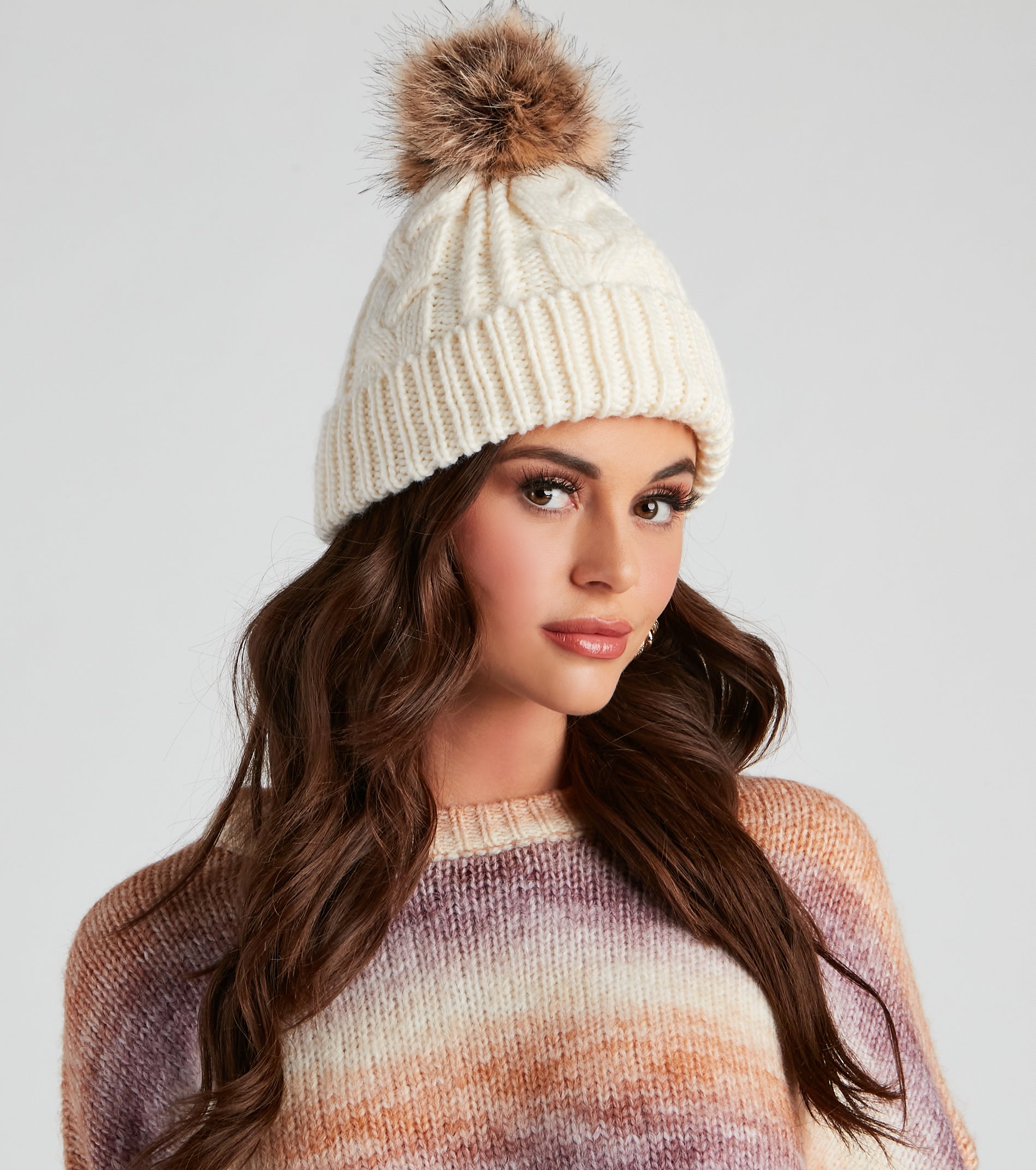 All The Cozy Feels Faux Fur Knit Beanie - Image 6